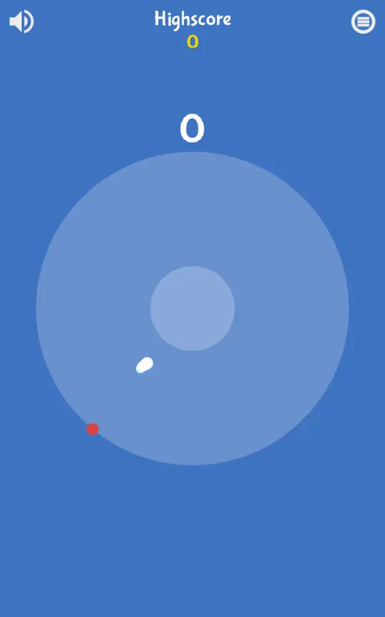 Escape The Circle: the white dot inside the circle with a red dot nearby